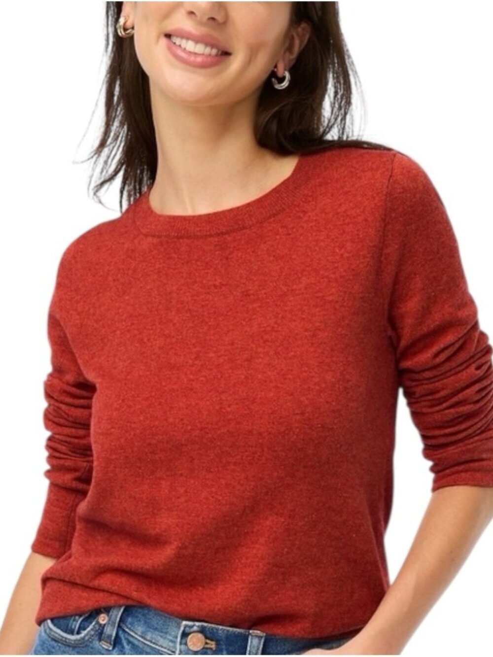J. Crew Teddie Sweater‎ Women’s Size L Rust Orange Wool Blend Crewneck
